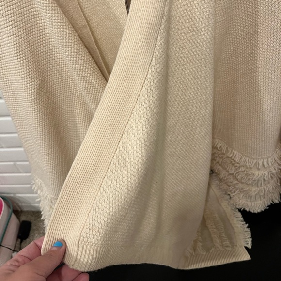 Club Monaco Cream Fringe Cardigan - Picture 2 of 7